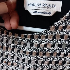 Marina Rinaldi Black and Cream Tweed Midi Dress